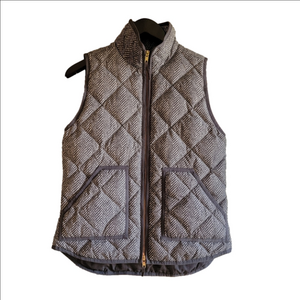 J. CREW Gray/White Patterned Quilted Puffer Vest Size XS
